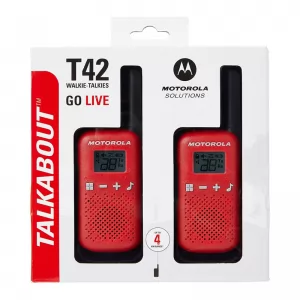 MOTOROLA TLKR-T42 KIRMIZI PMR EL TELSİZİ 2Lİ PAKET (4 KM)(3 ADET İNCE PİL)
