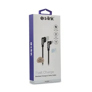 S-LINK SWAPP SW-C757 3A - 15 CM TYPE-C LACIVERT KILIFLI METAL -L- KABLO