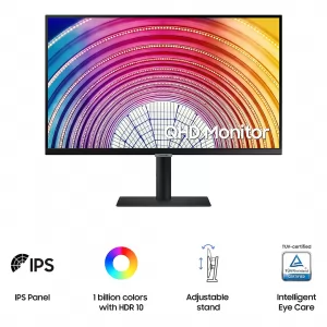 Samsung 27” S60A QHD 75Hz IPS HDR10 Display Port HDMI HAS PIVOT Çerçevesiz Monitör (LS27A600NWMXUF)