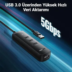 UGREEN USB 3.0 4-PORT HUB 0.25MT SİYAH 10915 USB ÇOKLAYICI