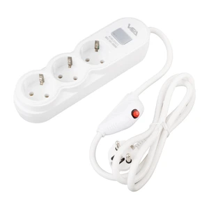 VEA VA-21571 3LÜ 1.5 METRE KABLOLU ANAHTARLI BEYAZ AKIM KORUMALI PRİZ