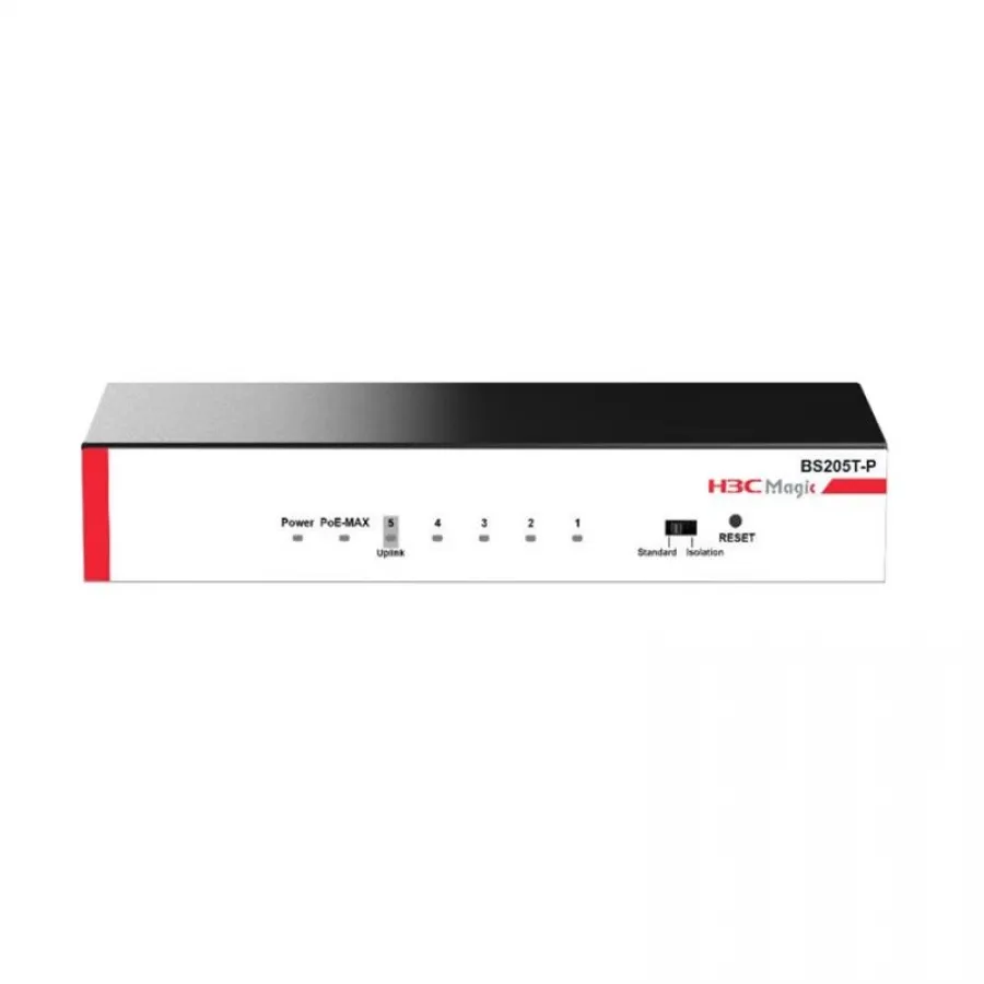 H3C MAGIC BS205T-P 4 PORT GIGABIT + 1PORT GIGABIT UPLINK 57W POE METAL KASA SWITCH