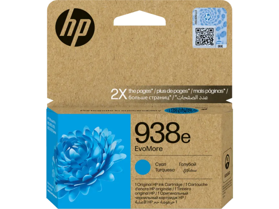 HP 4S6X9PE EvoMore Camgöbeği 938e Mavi Mürekkep Kartuş