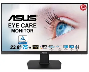 23.8 ASUS VA24EHE IPS 5MS 75MHZ 1XVGA 1XHDMI 1XDVI FHD 1920X1080 EYE CARE FLICKER-FREE DÜŞÜK MAVİ IŞIK ÇERÇEVESİZ VESA 