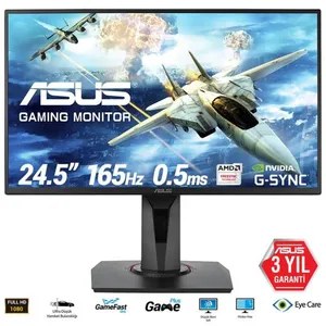 24.5 ASUS VG258QR 0.5MS 165MHZ 1XHDMI 1XDP 1XDVI FHD 1920X1080 HOPARLÖR YÜKSEKLİK AYARI FLICKER-FREE PIVOT VESA SİYAH 