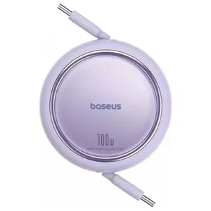 Baseus Free2Draw Mini Makaralı 1m. USB-C Şarj Kablosu 100W - Mor