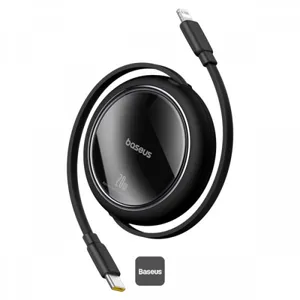 Baseus Free2Pull Makaralı Şarj Kablosu USB-C-Lightning 20W 1m. - Siyah
