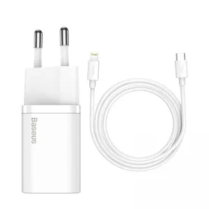 BASEUS SUPER SI TZCCSUP-B02 PD 20W DUVAR SARJI (TYPE-C TO LIGHTNING KABLO SETLI)-BEYAZ