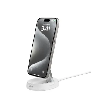 Belkin BC Pro Belkin 15W Manyetik Kablosuz Şarj Cihazı Stand Beyaz WIA008BTWH