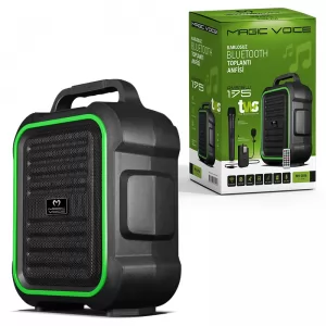 Magicvoice MV-2016 USB-SD-AUX-BT 1 El + 1 Yaka Mikrofonlu 175 Watt Taşınabilir Şarjlı Hoparlör Anfi