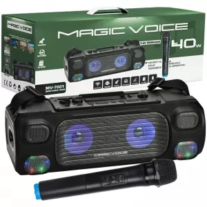 Magicvoice MV-7001 VHF El Mikrofonlu USB-SD-BT Işıklı 40 W Taşınabilir Şarjlı  Seyyar Anfi 