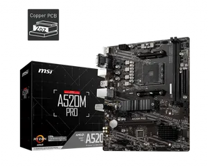 MSI A520M PRO DDR4 3200MHZ 1XVGA 1XHDMI 1XDP 1XM.2 USB 3.2 MATX AM4 