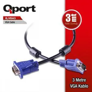QPORT Q-VGA3 15PIN FILTRELI 3MT VGA KABLO