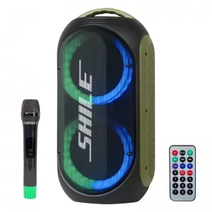 Shile SL-2019A El Mikrofonlu-Kumandalı USB/SD/BT Işıklı Taşınabilir Şarjlı Seyyar Anfi 