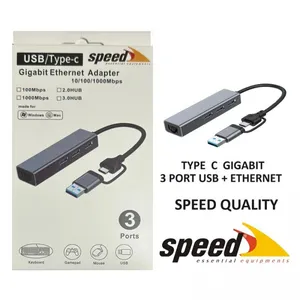 SPEED SP UET01 USB / TYPE-C ÇOKLAYICI GIGABIT ETHERNET ÇEVİRİCİ