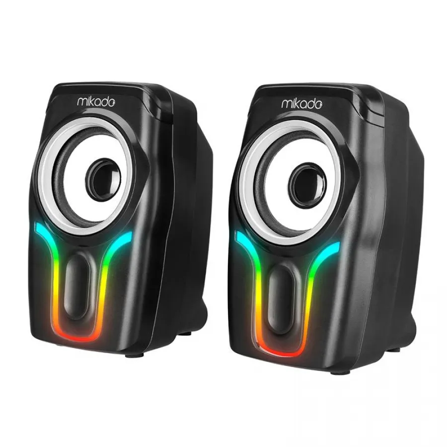 MIKADO MD-S25 BOLD 2.0 3WX2 SİYAH 6 RENK RGB IŞIKLI USB SPAKER HOPARLÖR