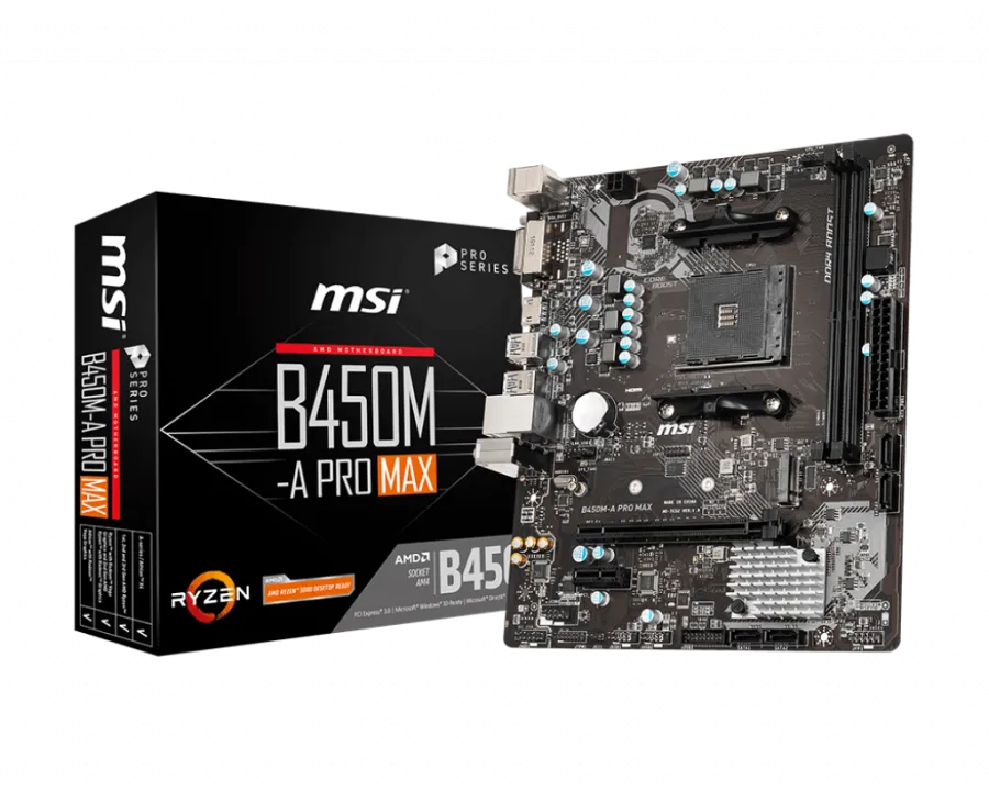 MSI B450M-A PRO MAX DDR4 4133MHZ 1XHDMI 1XDVI M.2 MATX AM4