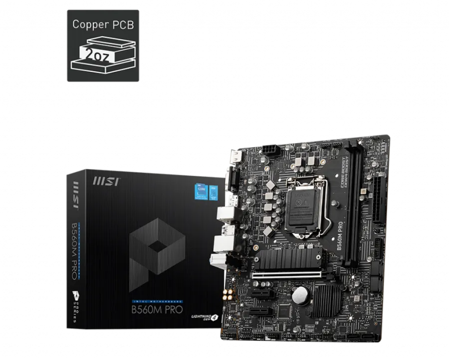 MSI B560M PRO DDR4 5200MHZ 1XVGA 1XHDMI 1XDP 1XM.2 USB 3.2 MATX 1200P