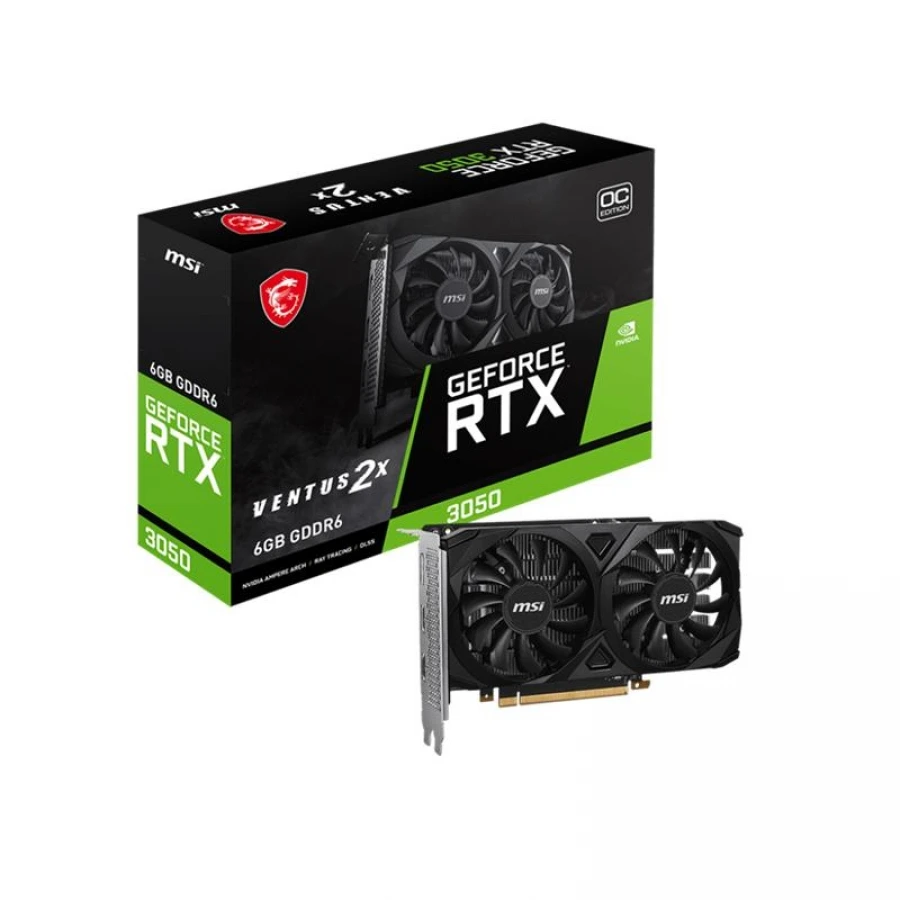 MSI GeForce RTX 3050 VENTUS 2X E 6G OC GDDR6 HDMI DVI DP 96BIT 2XHDMI 1XDP EKRAN KARTI