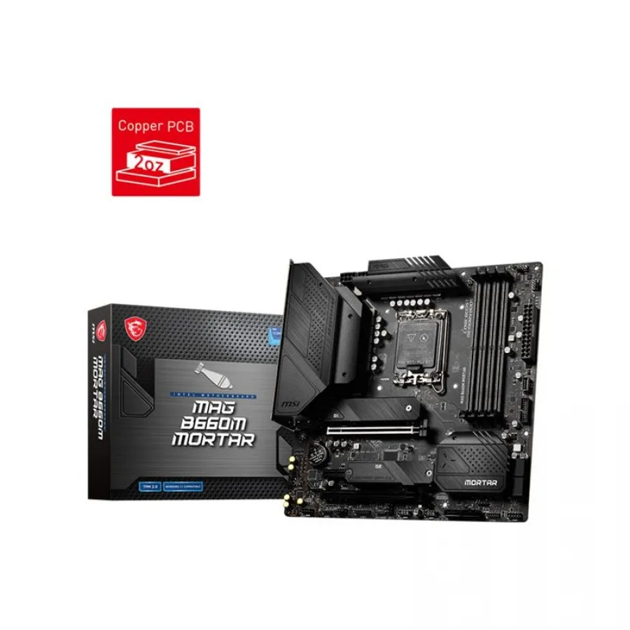 MSI MAG B660M MORTAR DDR4 6200MHZ 1XHDMI 1XDP 2XM.2 USB 3.2 MATX 1700P (12.NESİL İŞLEMCİ İLE UYUMLU)