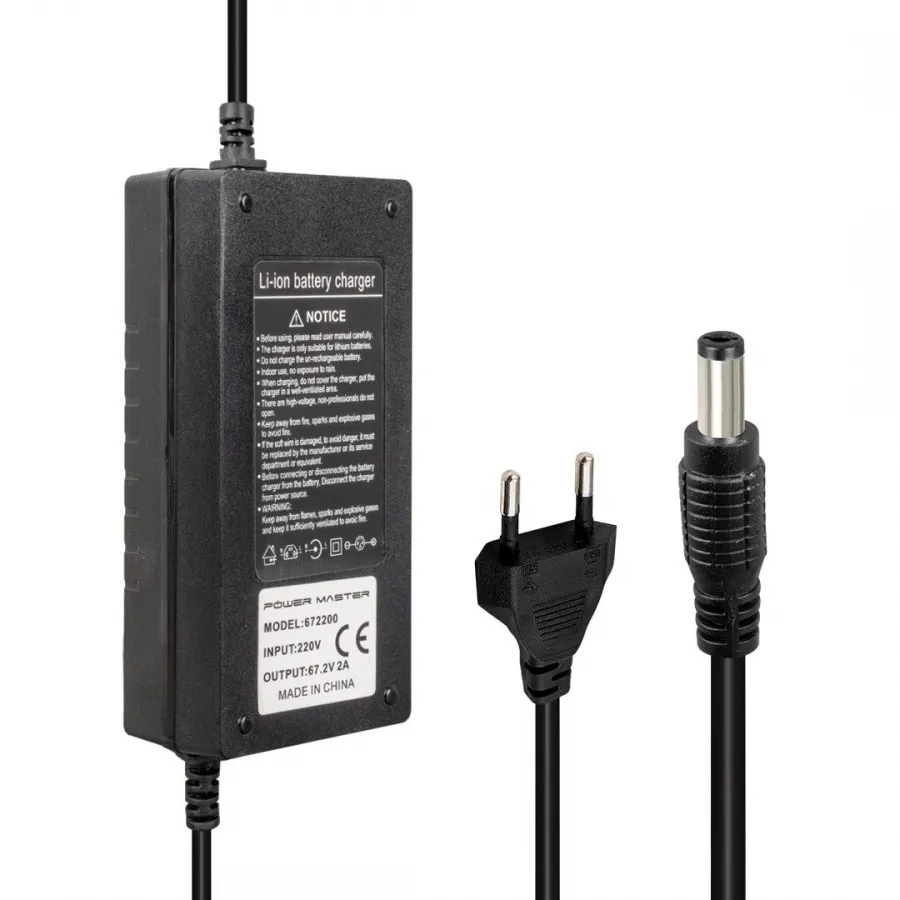 Powermaster Li-İon Lityum Piller İçin 67.2 Voltaj 2 Amper Elektrikli Bisiklet Şarj Cihazı ( DC 5.5*2.1mm Uç)