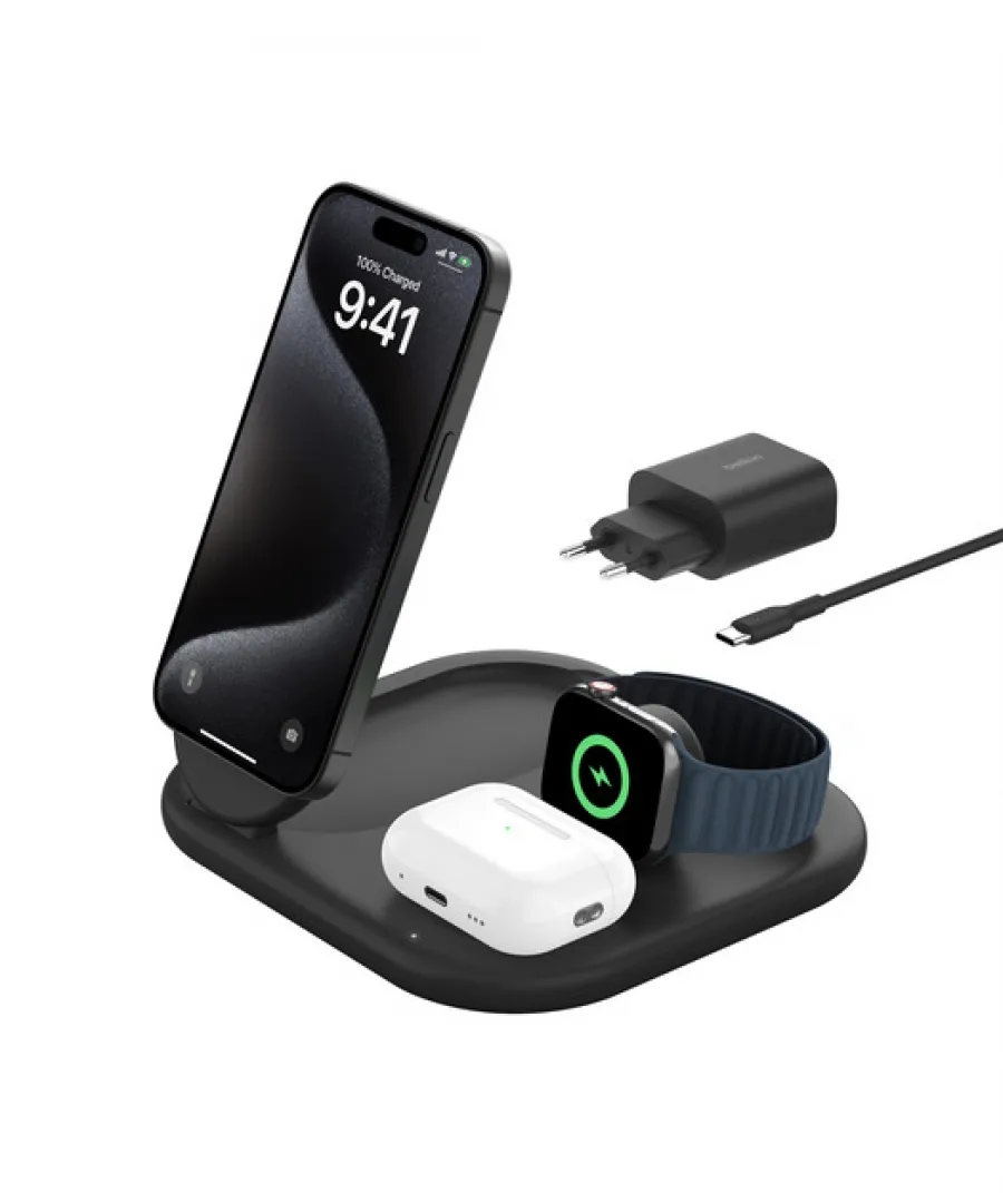 Belkin Qi2 WIZ029VFBK 15W 3-1 Magsafe Şarj Cihazı Siyah