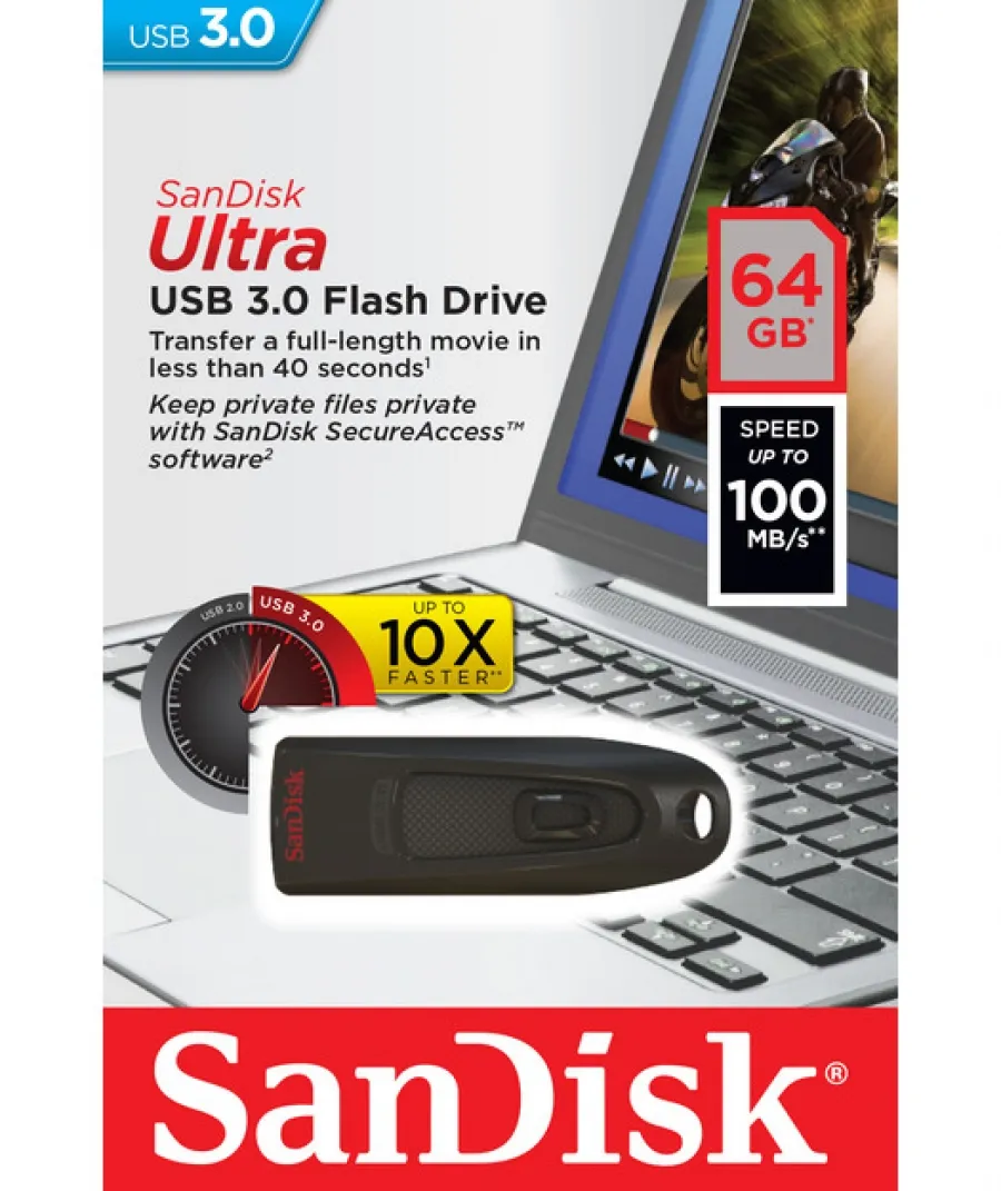SanDisk Ultra USB 3.0 64GB Flash Bellek