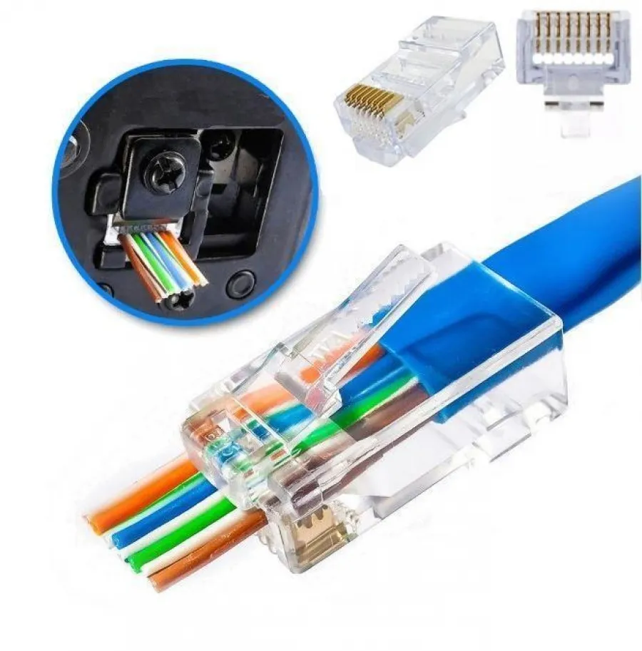 SENSEI EZRJ45 CAT5/6 ACIK UCLU SOKET RJ45 KONNEKTOR 100 LU PAKET