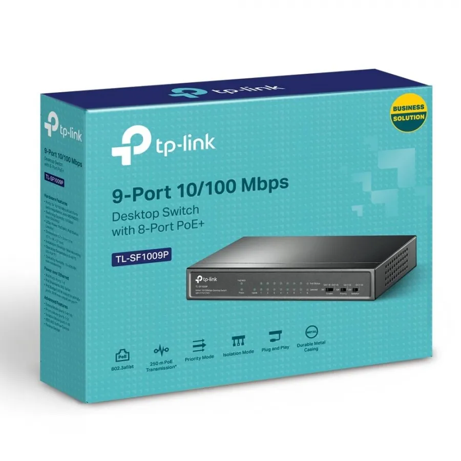 TP-LINK TL-SF1009P 8 PORT 10/100+1X10/100 UPLINK 65W POE SWITCH