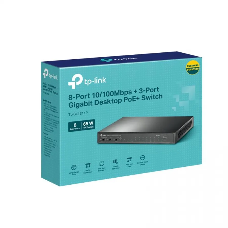 TP-LINK TL-SL1311P 8 PORT 10/100 +3 PORT GIGABIT +1 PORT SFP YONETILEMEZ POE SWITCH
