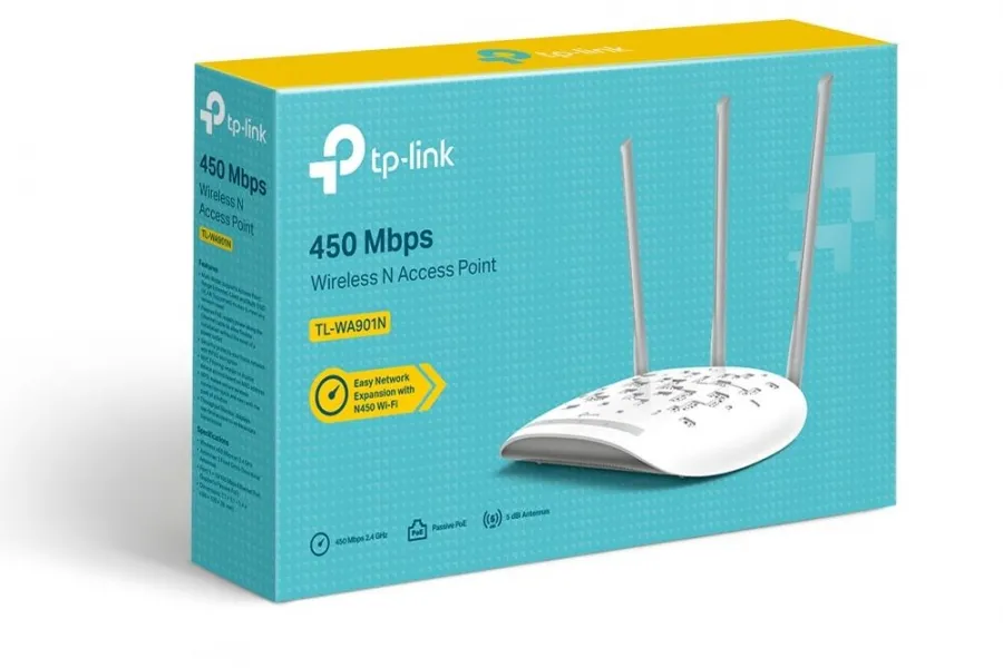 TP-LINK TL-WA901N 450MBPS WIRELESS N ACCESS POINT 1 PORT 10/100MBPS 3 X SABİT ÇOK YÖNLÜ ANTEN