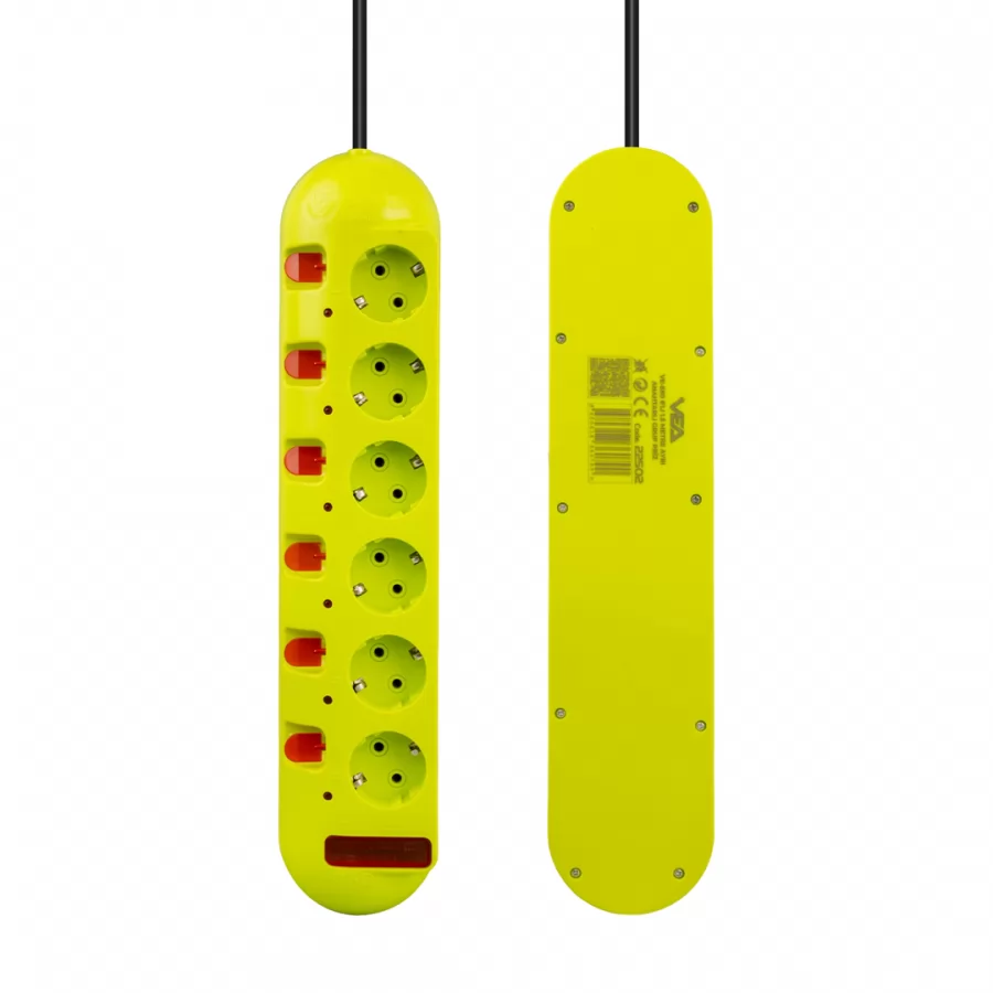 Vea VE-E60 6'Lı 1.5 Metre Ayrı Anahtarlı Grup Priz