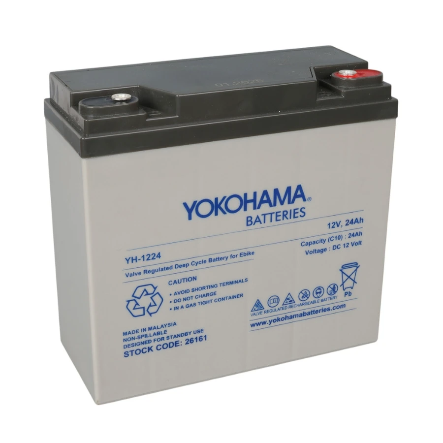 Yokohama 12 Volt - 24 Amper Elektrikli Bisiklet Aküsü YH-1224 (180x76x167 Mm)