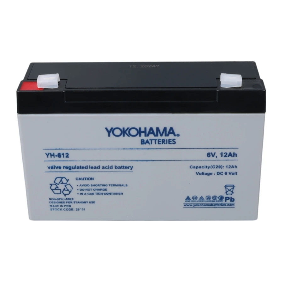 Yokohama YH- 612 6 Volt - 12 Amper Akü (150x50x94 mm)