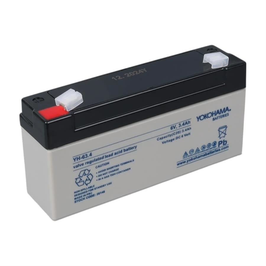 Yokohama YH-63.4 6 Volt - 3.4 Amper Işıldak Aküsü (125x60x30 mm)